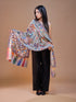 Women's Pure Wool Faux Pashmina Kalamkari Printed Embroidery Stole